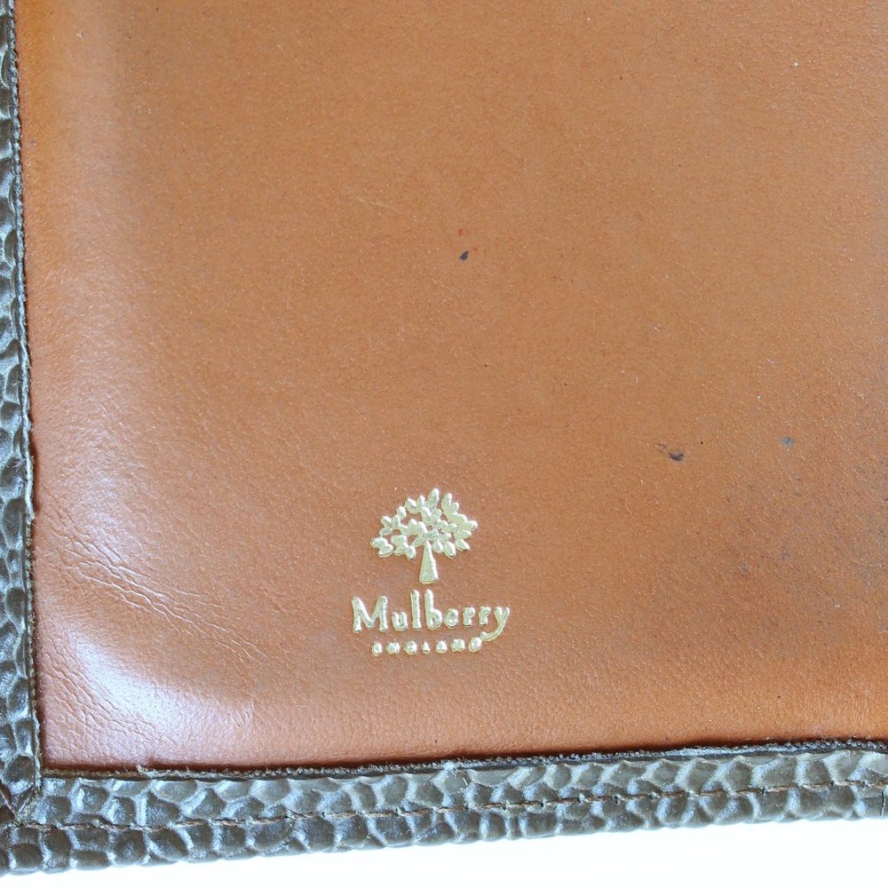 Mulberry Wallet Long Bifold Brown Caviar Leather Tan Leather Trim Vintage - Picture 7 of 10